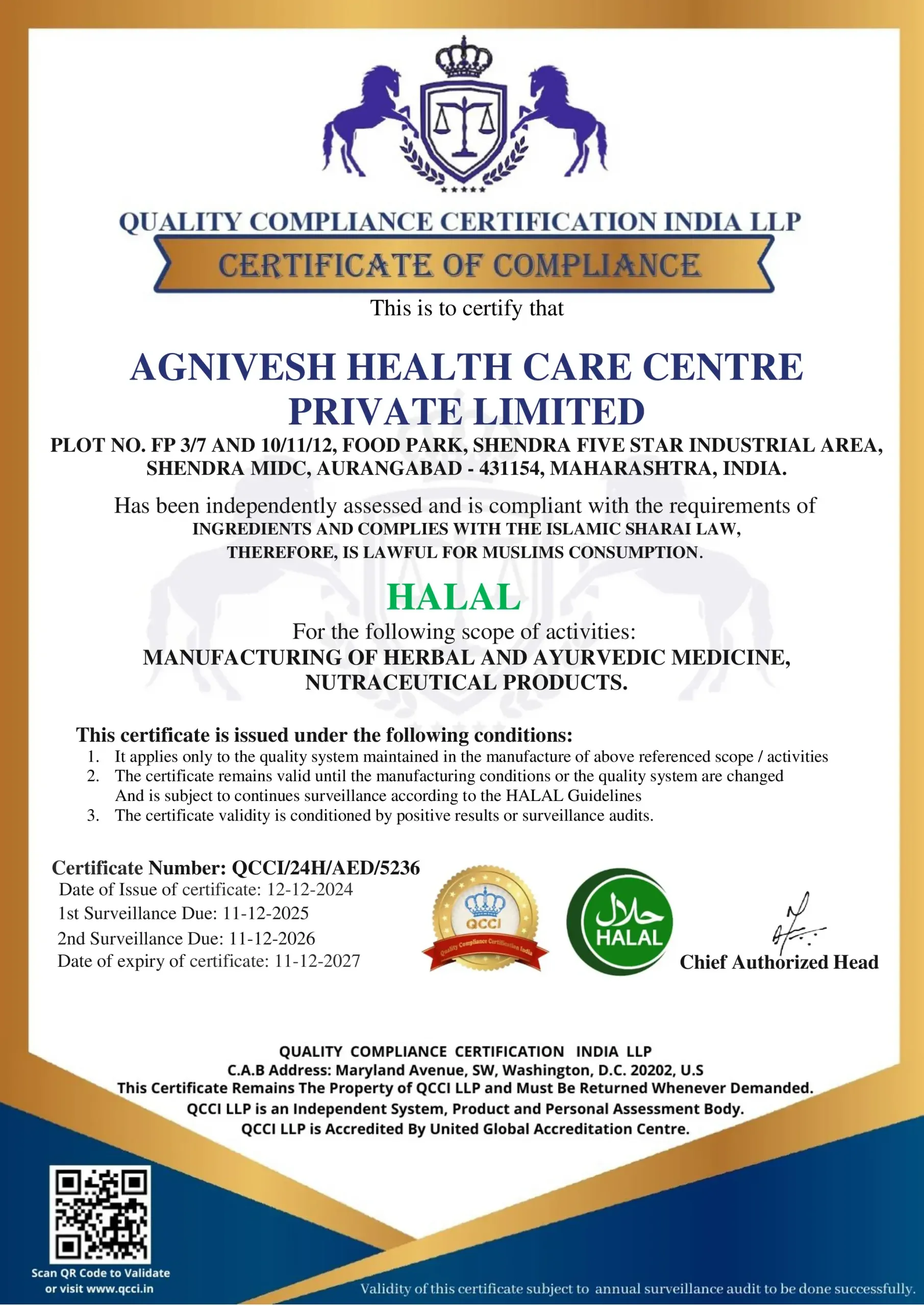 QCCI Halal Compliance Certificate