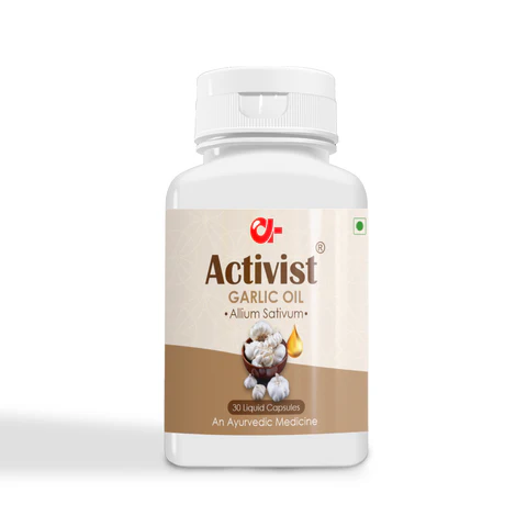 Activist Garlic Oil Capsules - Primary Bottle Packaging Front View