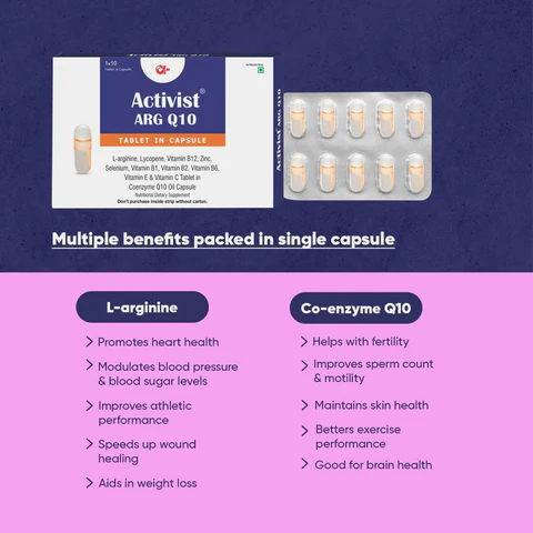 Activist ARG Q10 Capsules - Certified Quality and Secondary Packaging
