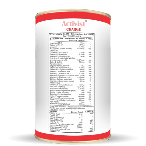 Activist Charge Tablets - Supplement Blister Pack and Capsule Formulation