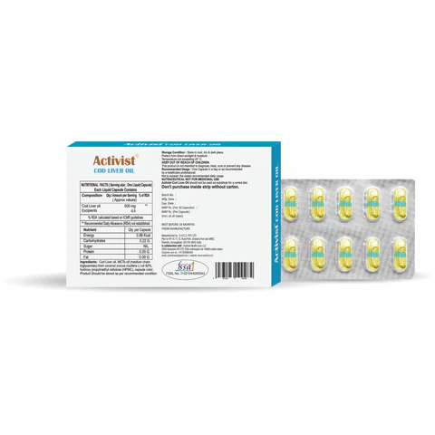 Activist Cod Liver Oil Capsules - Supplement Blister Pack and Capsule Formulation