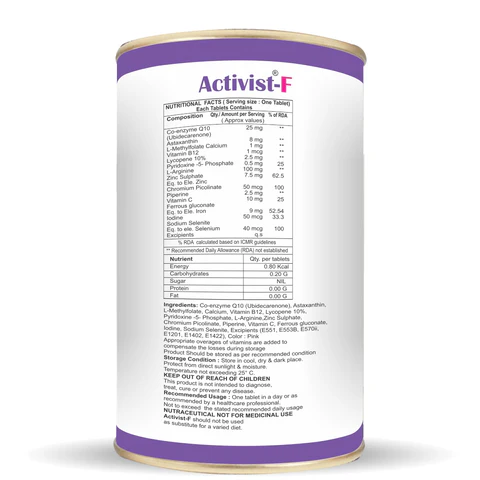 Activist-F Tablets - Supplement Blister Pack and Capsule Formulation