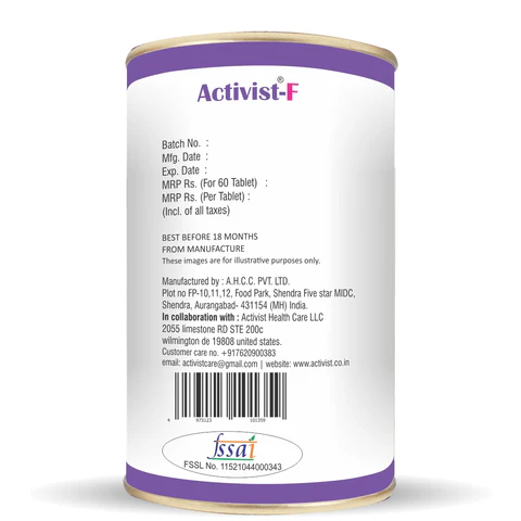 Activist-F Tablets - Nutritional Information and Active Ingredients