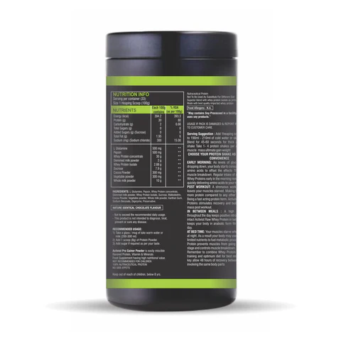 Activist Pro Gainer Protein Powder - Nutritional Information and Active Ingredients